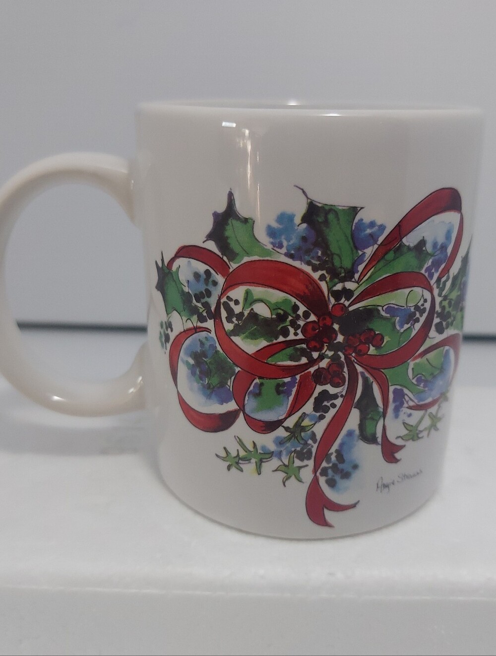 VTG 80s Matrix Hollyberry Design By Angie Strauss Coffee Mug Christmas Holiday